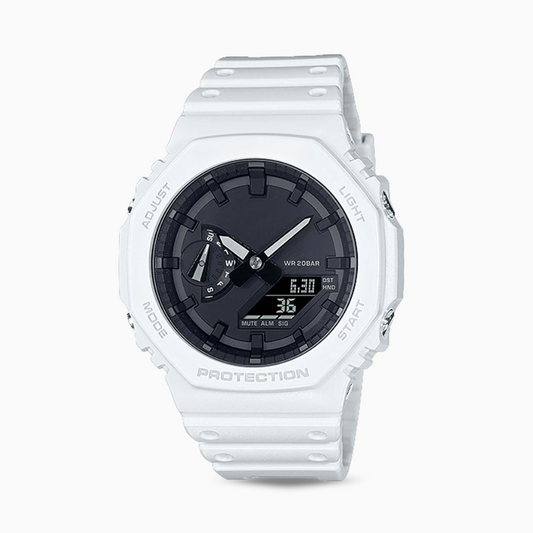 GA-2100 White/Black 45mm - Waterproof 10Atm